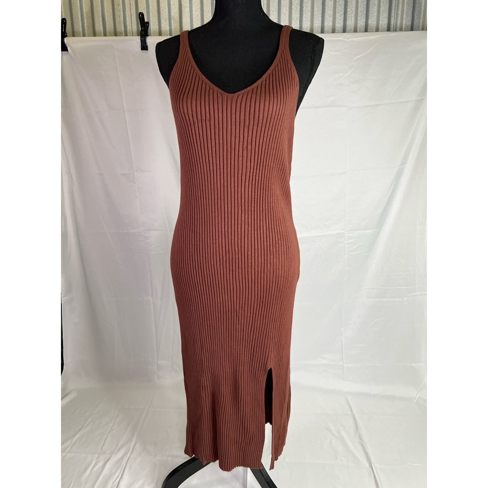 ABERCROMBIE AND FITCH V-neck Slip Midi ribbed Sweater Dress XLP